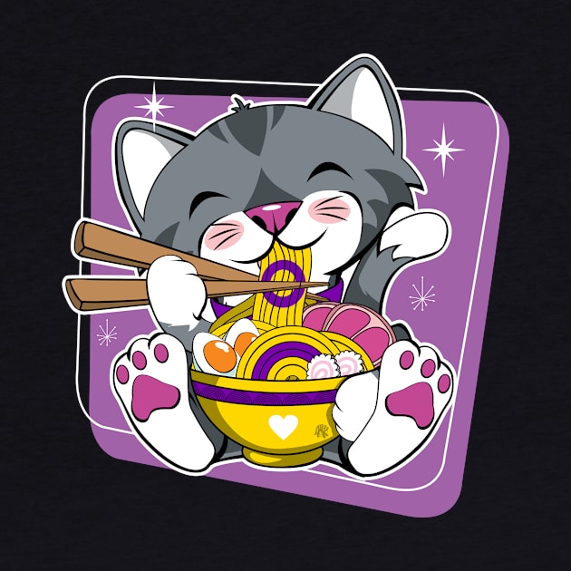 Cat Eating Ramen Intersex Pride by CuddleswithCatsArt